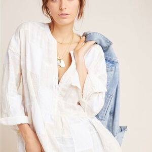 Maeve for Anthropologie “Zoe Swing” White Patchwork Blouse (M)